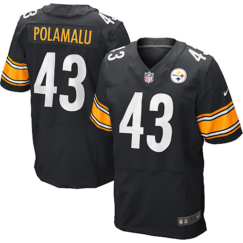 Men's Elite Troy Polamalu Nike Jersey Black Home - #43 NFL Pittsburgh Steelers